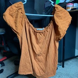 Off the shoulder burnt orange top